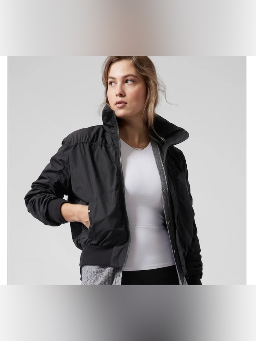 Athleta Point Reyes Bomber Jacket in Black Size XS
